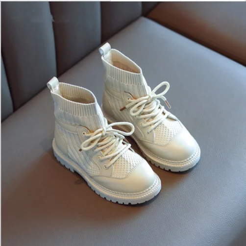 Модные ботильоны для девочек, новые зимние ботинки Martin, детские ботинки-носки