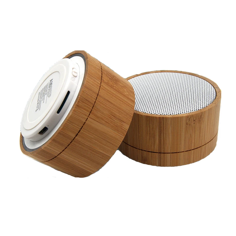 Promotion Gift Custom Portable Round Mini Powerful Wooden Bluetooth Speaker