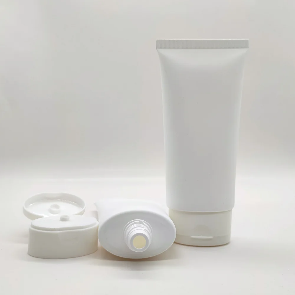 Translation Bulk PE Plastic Hose Cosmetic Cleansing Foam Elliptical Extrusion Tube Flat Flip Cap Straight Edge Lid Facial bottle