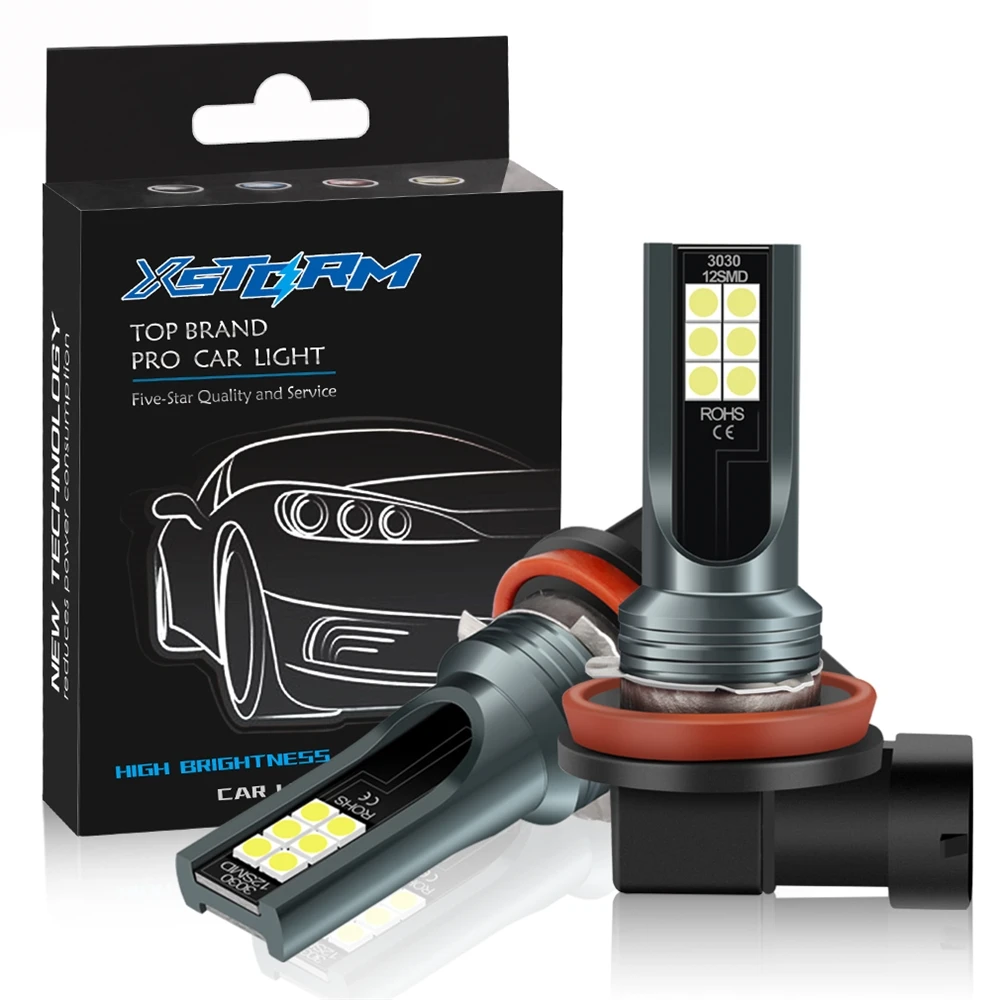 Лампы высокой мощности H7 светодиодные лампы H11 H8 H16 HB3 9005 HB4 9006 DRL дневные ходовые огни 3030 12SMD Автомобильные противотуманные фары DC 12