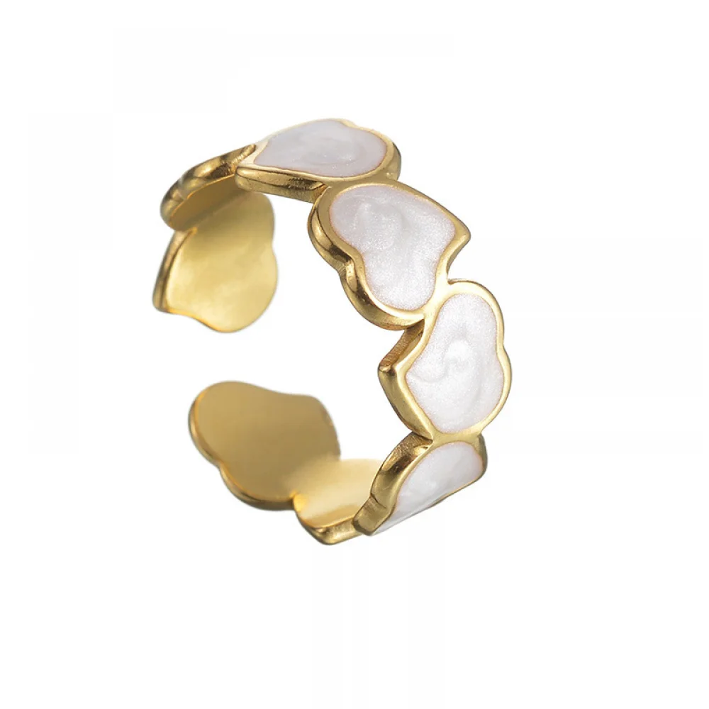 Fashion Jewelry Open Adjustable Heart Rings Stainless Steel Drop Oil Wedding Fashion Ring for Women