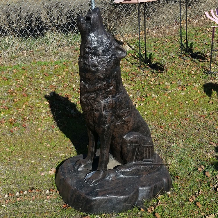 Outdoor Decoration Metal Craft Life Size Brass Bronze Wolf Sculpture