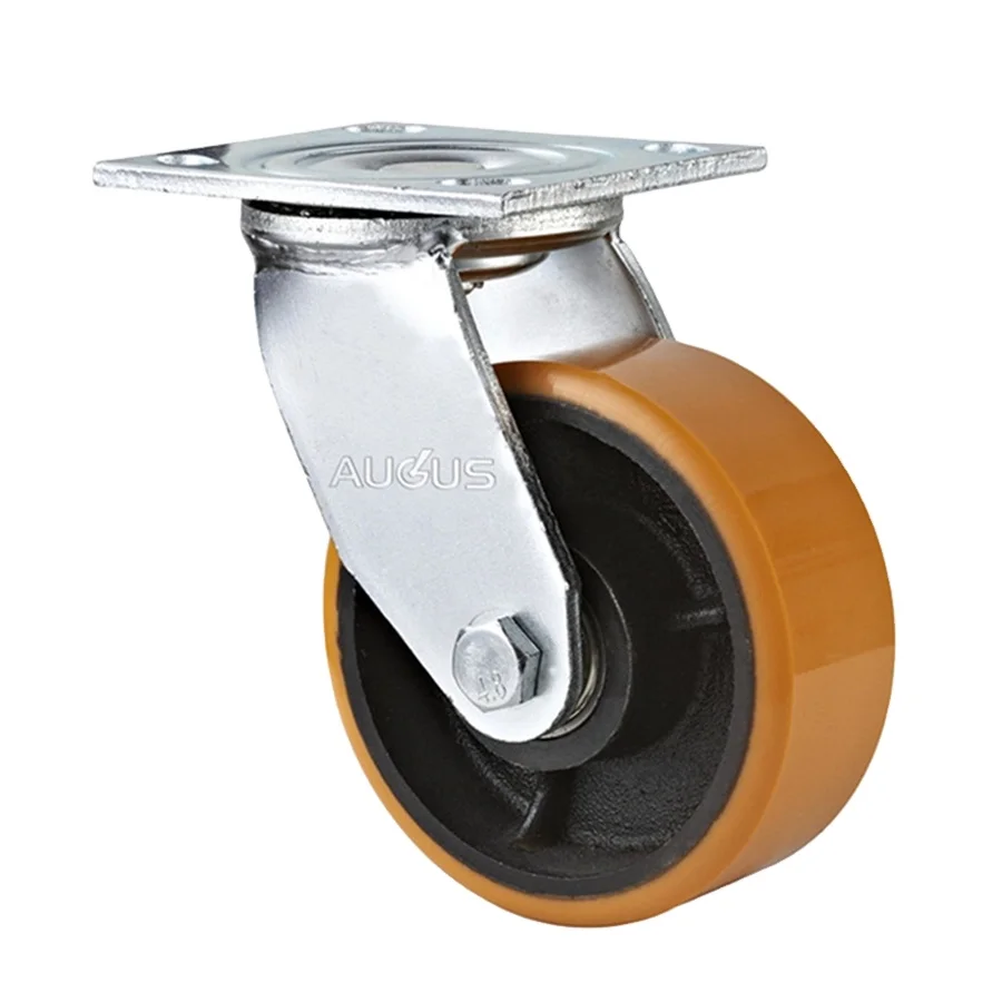5Inch/6Inch/8Inch  Dual Brake/Rigid/Fixed Heavy Duty Caster With PU Wheel