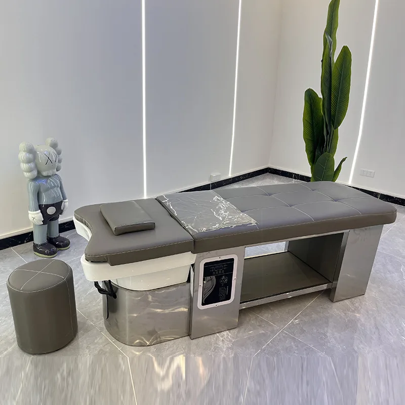 luxury salon head spa steamer washing hair facial massage shampoo bed for barber shop