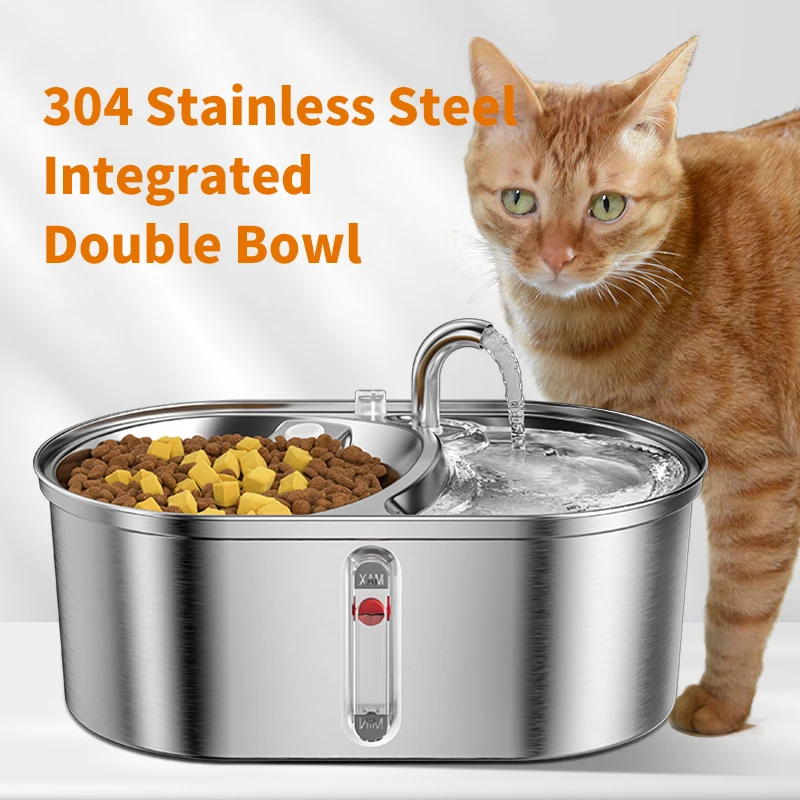 Pet 304 stainless water dispenser cat dog fountain intelligent water feeder 3L drinker double bowl Pet  Water Fountain