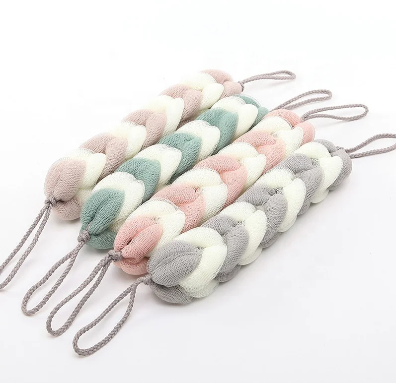 Long Bath Loofahs Stretchable Braided Mesh Exfoliating Loofah Scrubber Ball Body Bath Shower Sponge Belt