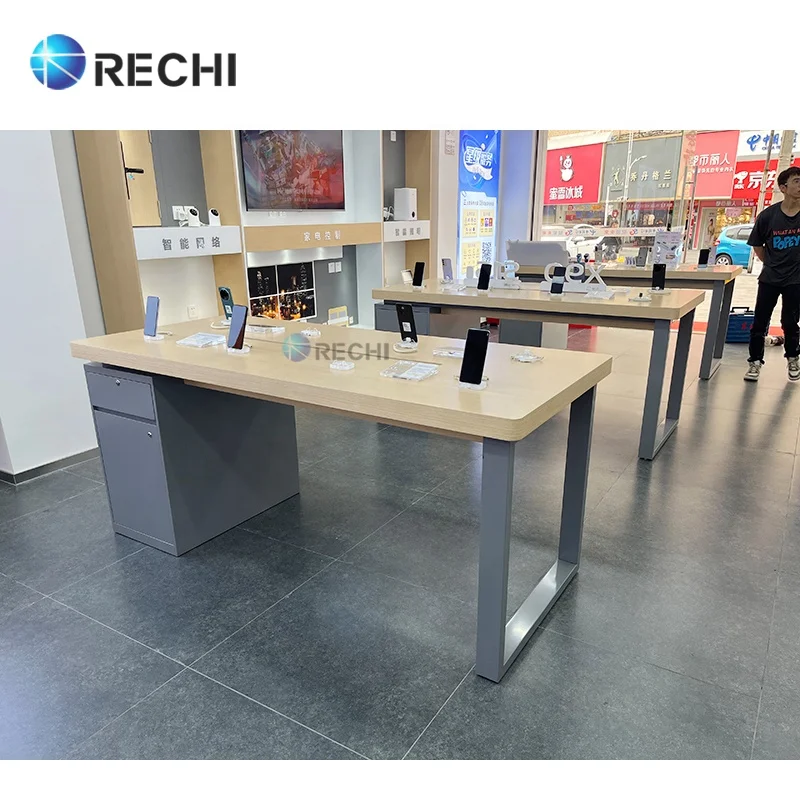 RECHI Mobile Phone Shop Counter Display Table Design To Display Mobile Phone Shop Decoration Cellphone Store Display Fixture