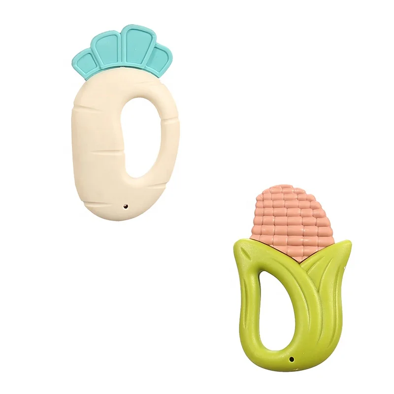 Hot Sale Vegetable pattern Teether Sensory Baby Teethers Toys Soft Food Grade Silicone Teether