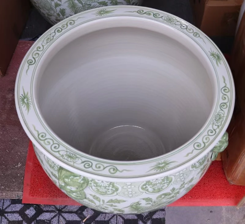 Antique Hand Painted Phoenix Pattern Large Ceramic Pot Outdoor Garden Planter Pot for Floor Usage Decorative Flower Pot