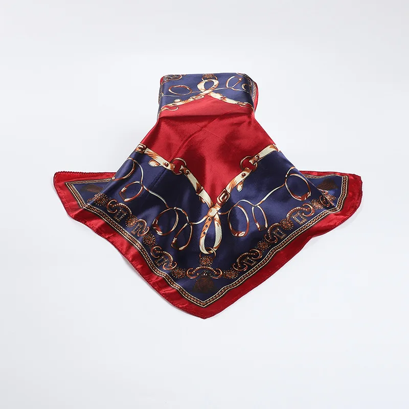 Wholesale Summer Women Retro Cashew Scarf Soft Floral Printed Square Custom Head Wrap Fashion New Leopard Satin Silk Scarf