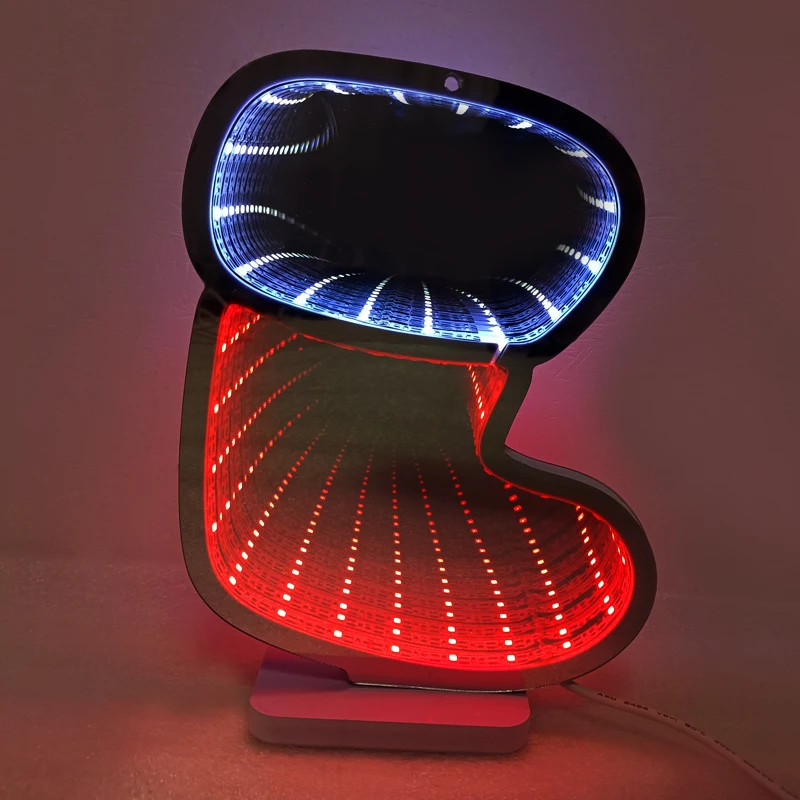Dropshipping Free Design 3D Christmas Infinity Mirror Custom Neon Infinity Vanity Mirror Sign of Flowers Socks
