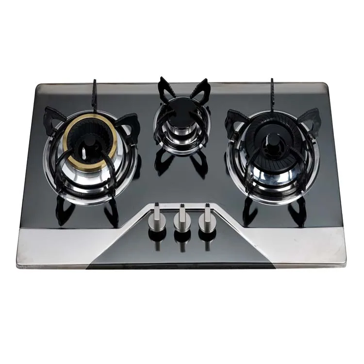 Factory Sale 3 Burner Dining Table Gas LPG Stainless Steel Gas Stove Cookware