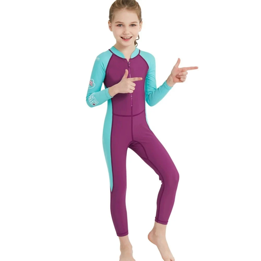 Kids Long Sleeve Swimwear Children Surfing Suit Quick Dry Rash Guard One Piece Girl Boy Diving Suit