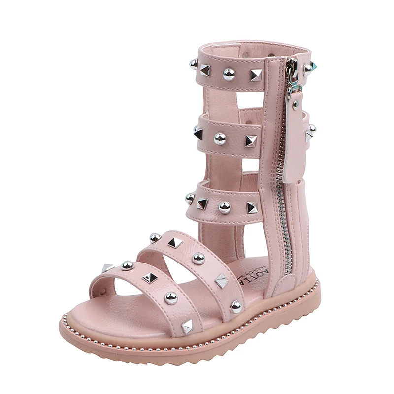 Hot selling summer Korean high-top Roman sandals hollow fashion rivets girls children sandals