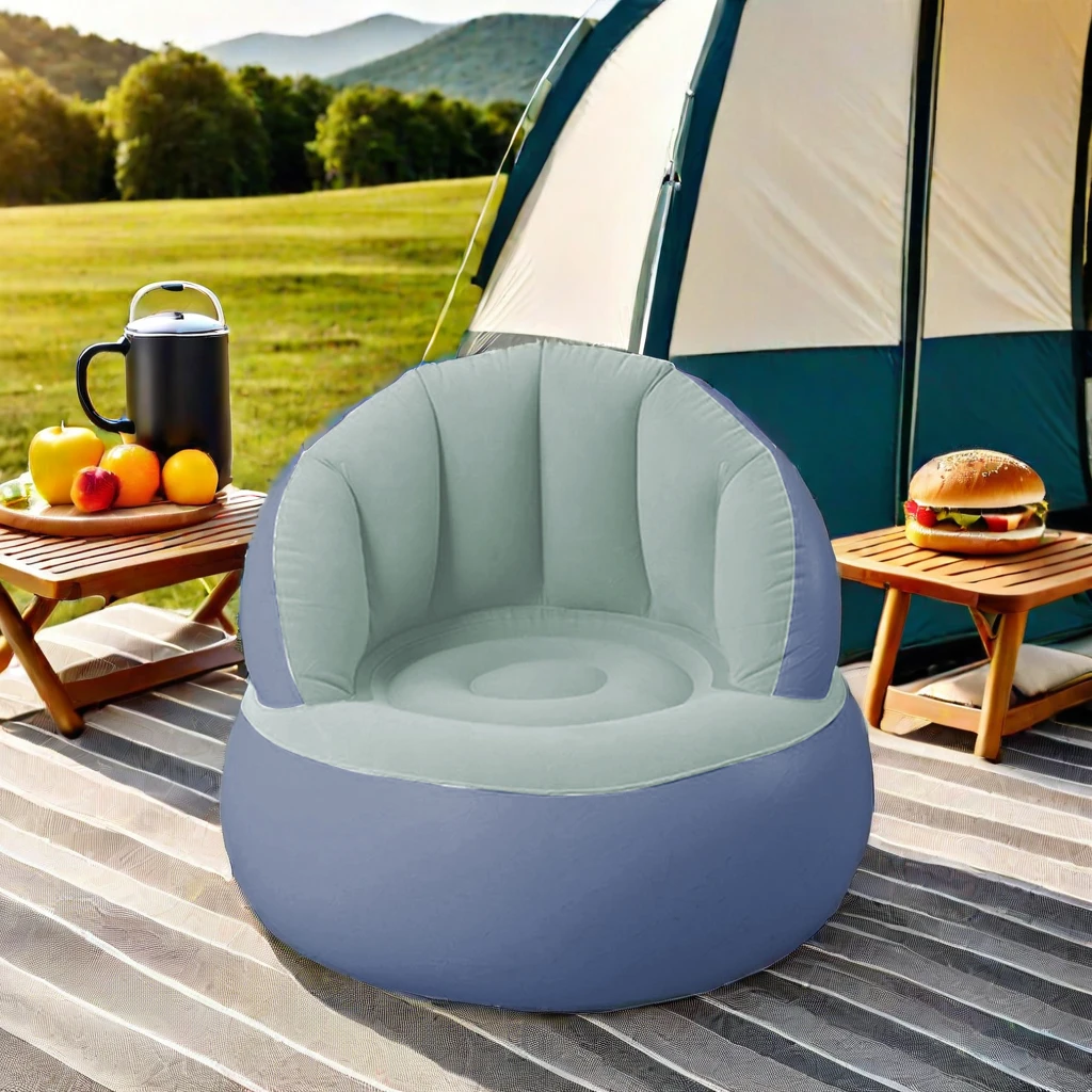 EN71 6P PVC Inflatable Luxury Deck Chair Rocking Speaker Stuhl Sedie Muebles De Sala for Gym Camping Office Living Room