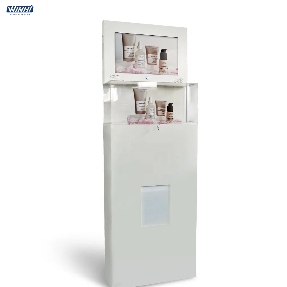 Customized retail shoe store 21.5inch Floor Standing lcd display cabinet Acrylic showcase display