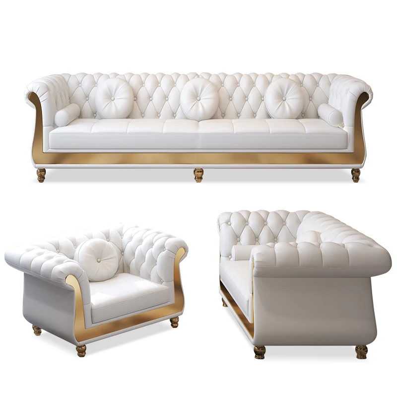 White Couches Luxury Sofa Chesterfield Wedding Sofa Set Furniture 3 Seater For Living Room