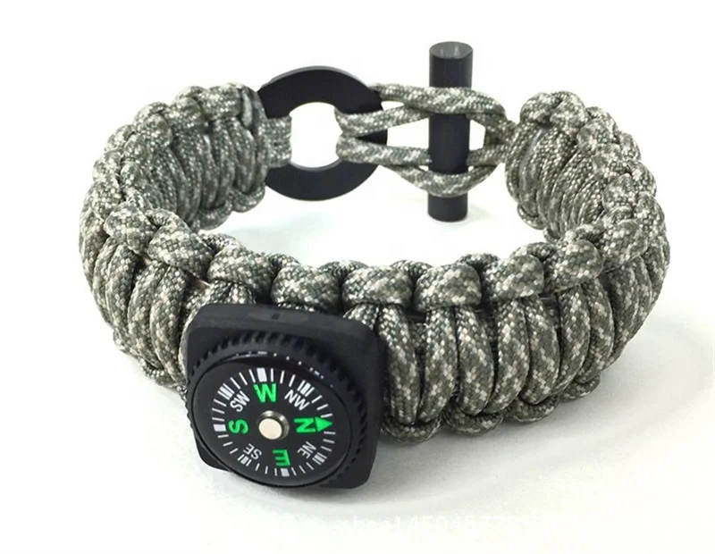 Hot Sale High Quality 7 Cord Survival Bracelet Multi-function Flint Compass Fishing Kit for Hunting