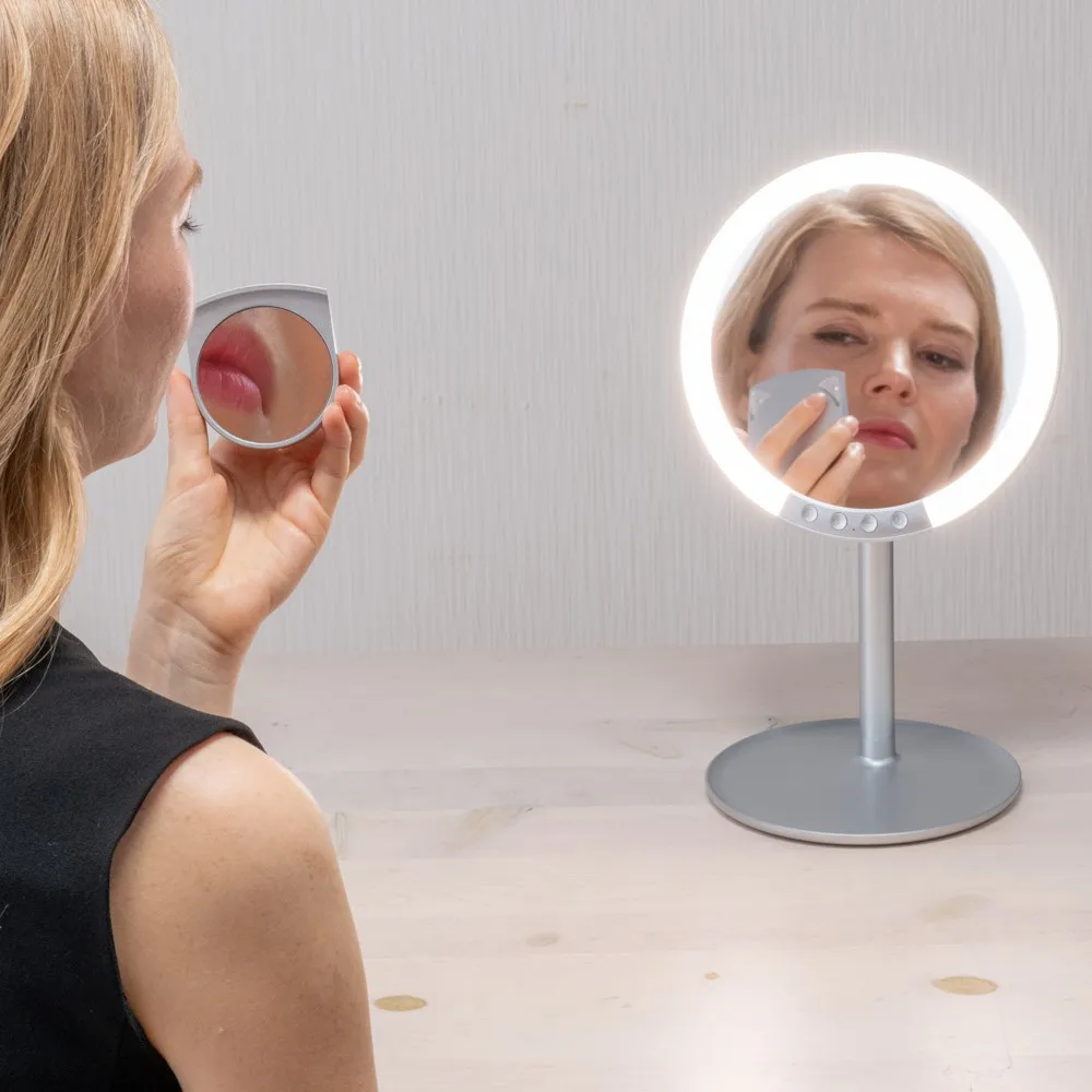 High transparency 120-degree adjustable stand cosmetic makeup led mirror