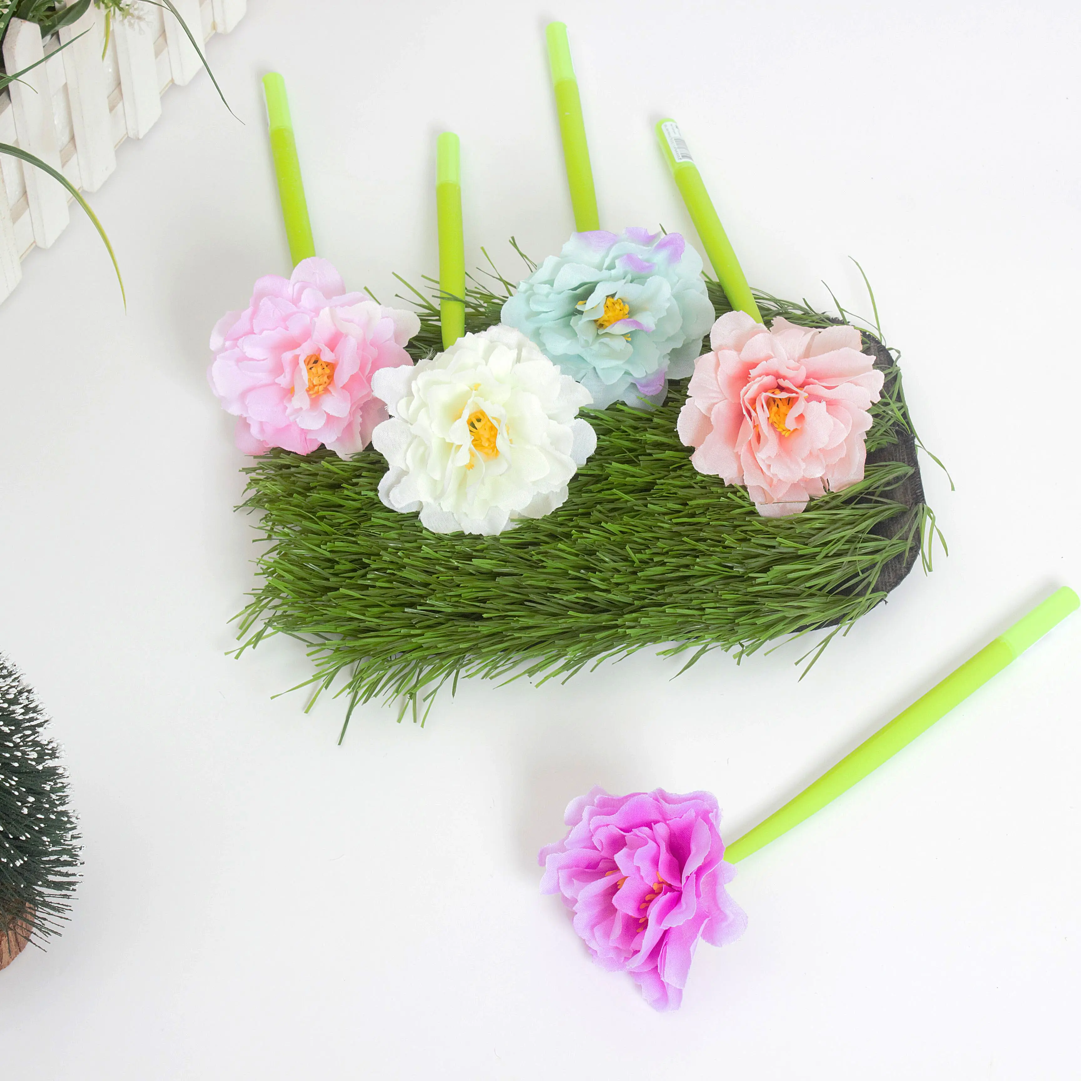 Stationery plant flower soft silicone 0.5mm gel pen simulation Chinese rose ballpoint pen for classmate gift school supplies