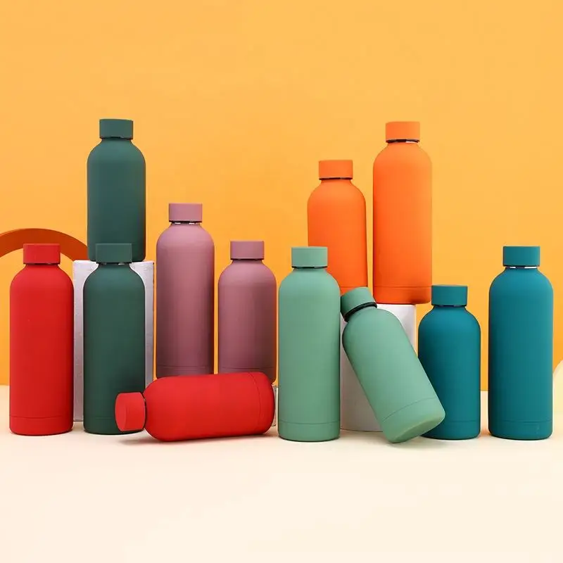 Hot Sale Matte Paint 500ml Thermos Vacuum Flask 304 Stainless Steel Small Mouth Insulated Cup Outdoor Sports Water Bottle
