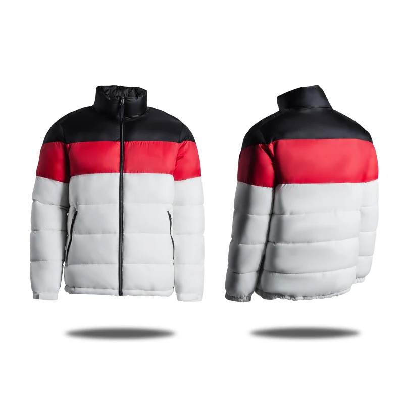 
Custom Men Outdoor Warm Puffer Jacket Stand Collar Winter Jacket For 3 Different Color 