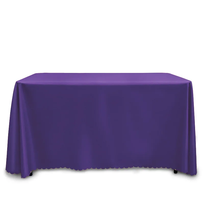 Custom Logo Design Solid Color Plain Rectangle Navy Blue Party Banquet Table Cloth Table Cover