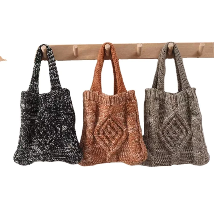 Kids All-match Shopping Shoulder Bag Knitted Bag Imitation Cashmere Handbag  for Children