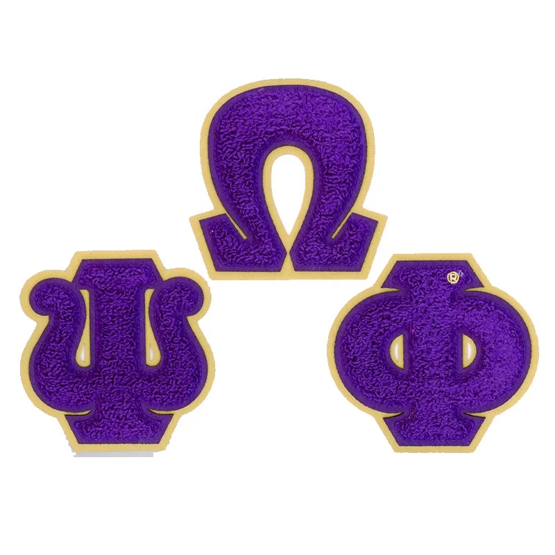 Пользовательские Omega Psi Phi патчи для братства и женского общества железные на греческих буквах нашивки из синели одежды