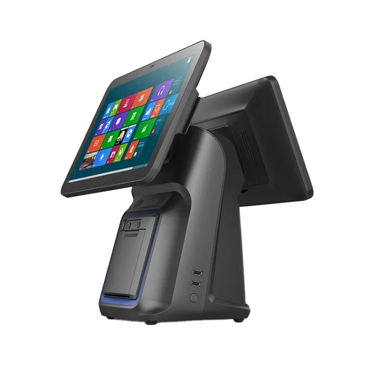Desktop 15.6 Inch Dual Touch Screen POS Terminal Machine For Supermarket And Restaurant