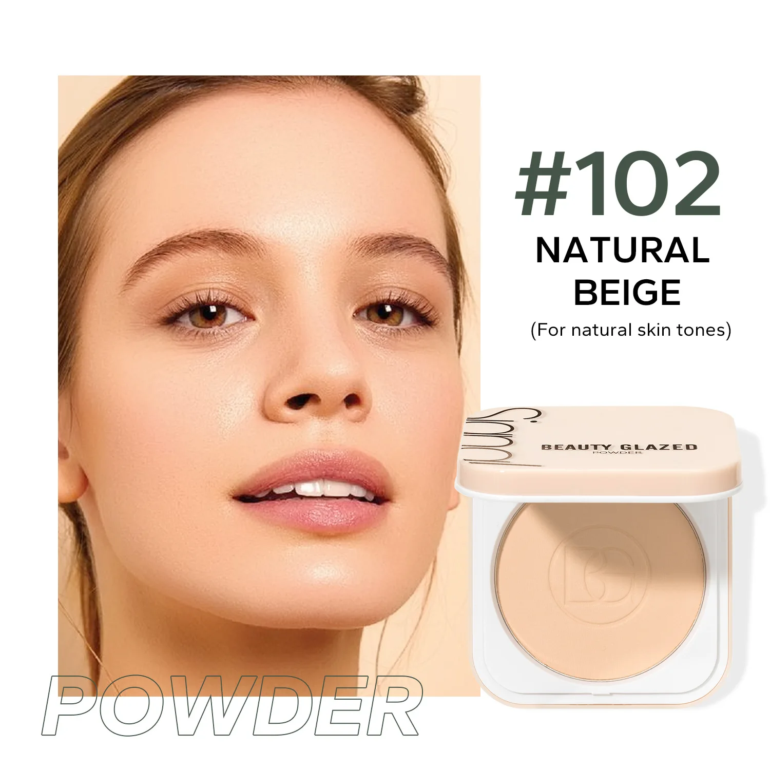 BEAUTY GLAZED 4-color Powder Cake Make-up Matte Finish Non-makeup Durable Waterproof No