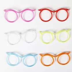 Reusable Fun Kids Party Creative party plastic straws high transparency glasses shaped drinking straws