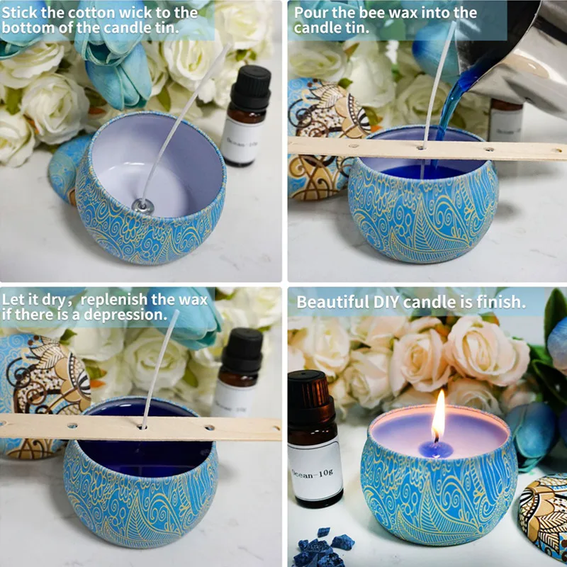 Scented candle diy set luxury cup shape lavender lemon ocean rose vegetable essential oil soy wax handmade fragrance candle kit