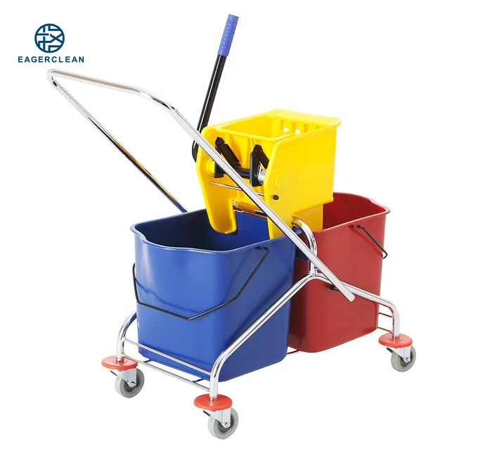 Double bucket mop wringer cleaning trolley household cleaning tool
