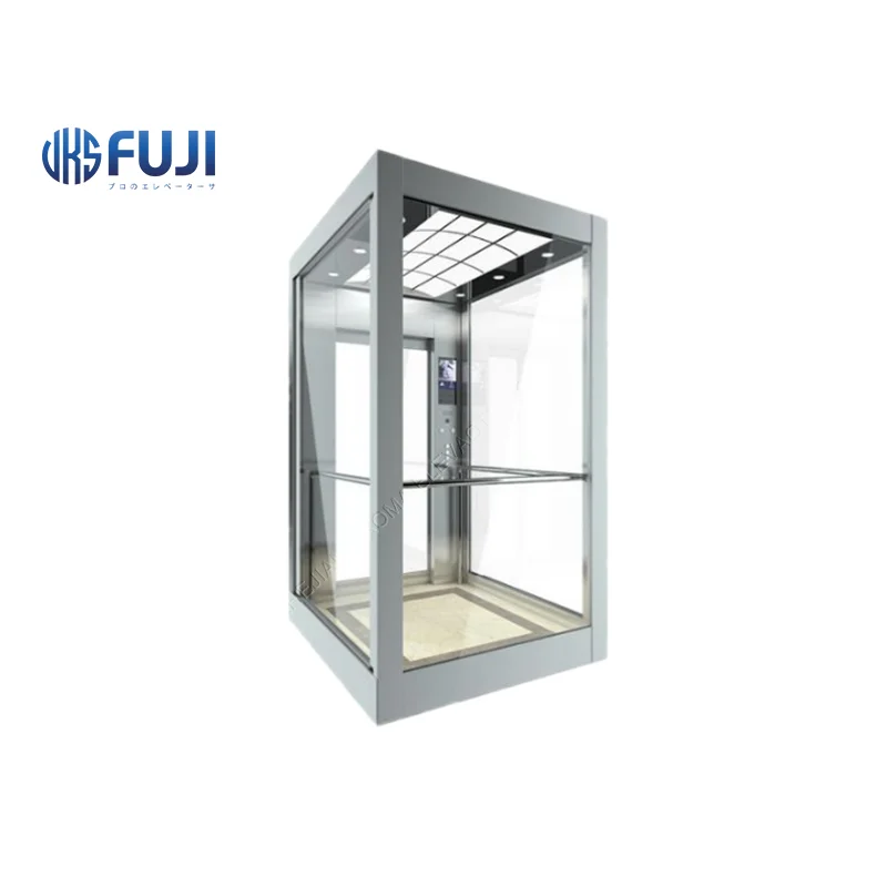 1150kg MR MRS MRA VKSFUJI Brand Speed 1.0 Glass Passenger Elevator Building Office With ARD