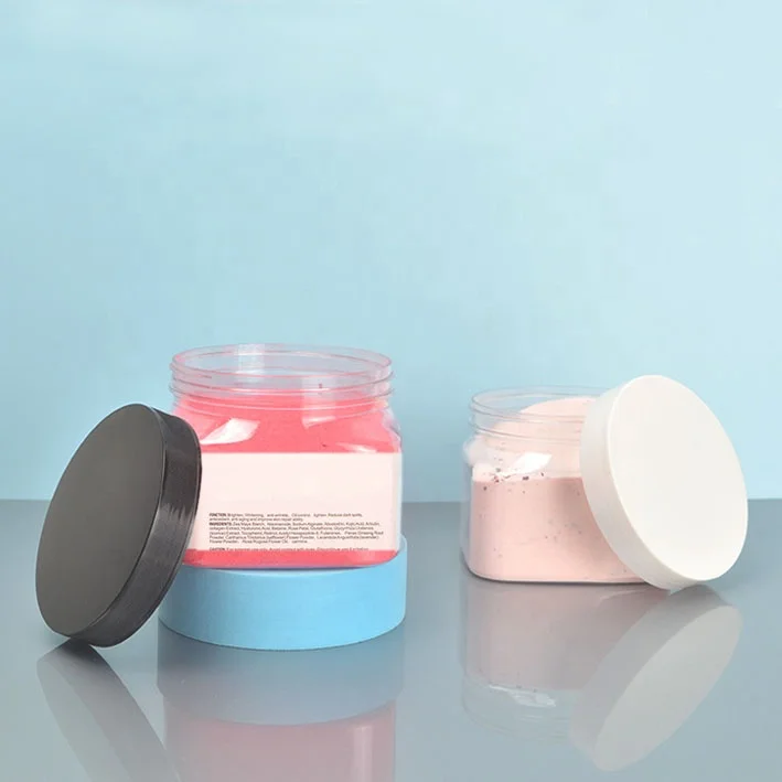 LZ Pack Stock 89 Teeth 350ml 12.3oz Clear Black White Gold Sugar Scrub Packaging Custom Logo Face Cream Body Butter Container