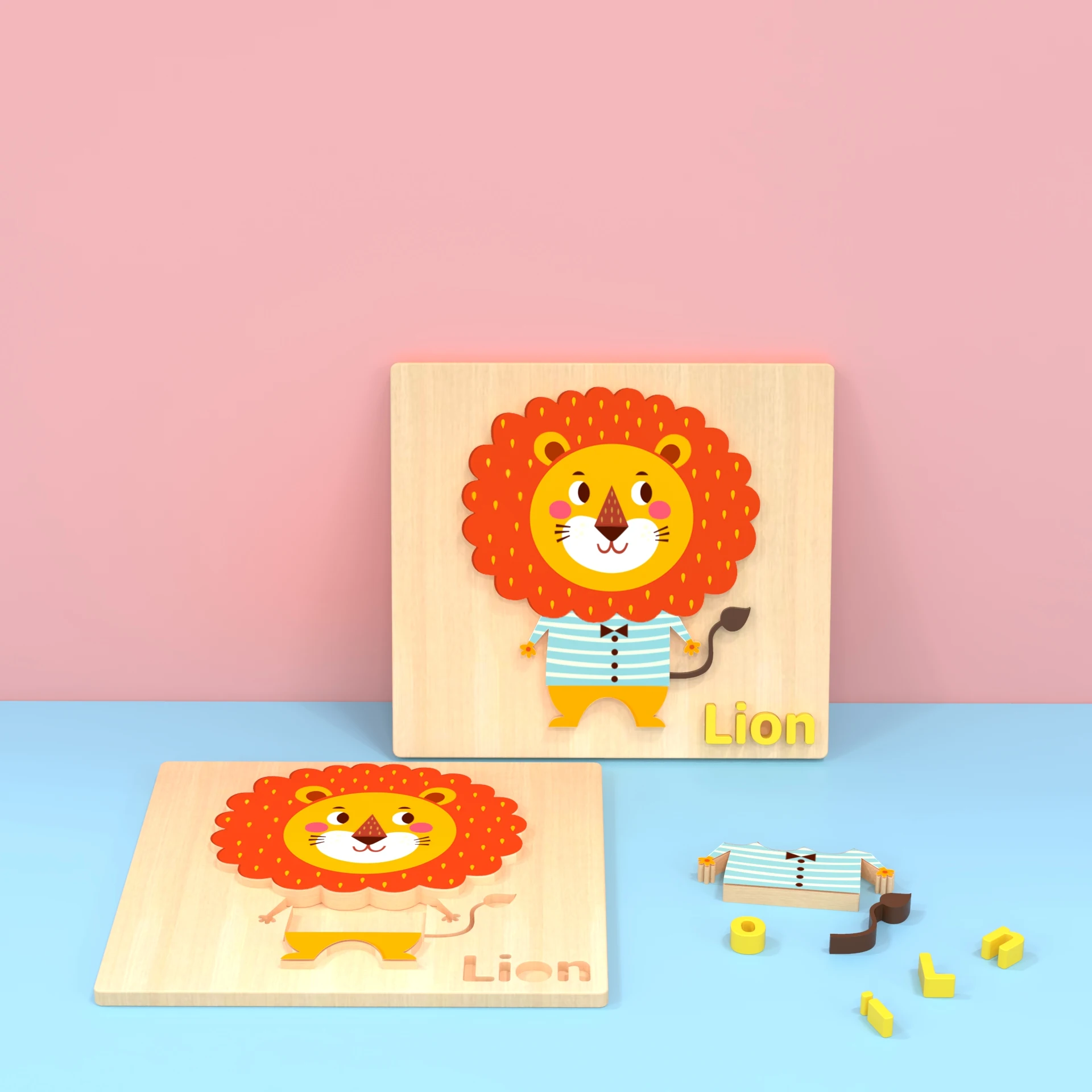 Factory Customized Wooden Toy Montessori DIY Kids Enfant Jigsaw Early Educational Animal 3D wooden Puzzle toy for kids