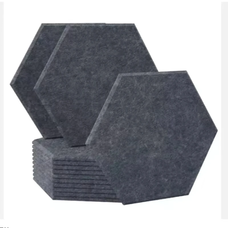 Decorated Soundproof Wall Panel Hexagonal Acoustic Panels Interior Veneer Eco-Friendly Polyester Fiber Board