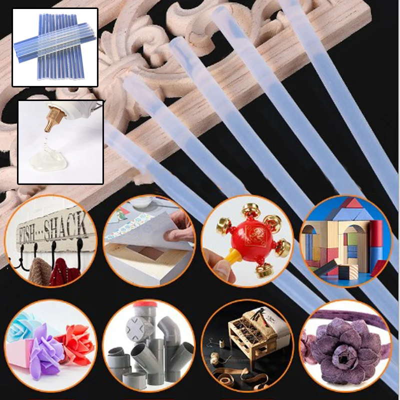 7mm Hot Melt Glue Stick Suitable for 20W Small Glue Gun 20pcs 7mm X 150mm Transparent Colorful Hot Melt Glue Sticks