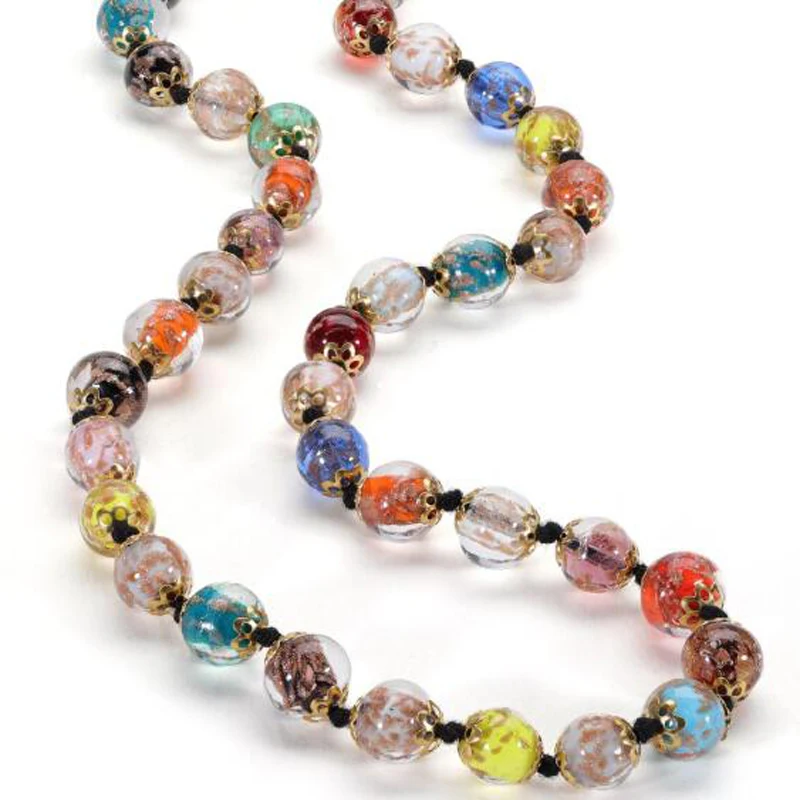
Wholesale New Fashion Glass Bead Necklace Chamilia Multicolor Glass Bead Murano Glass Necklace 