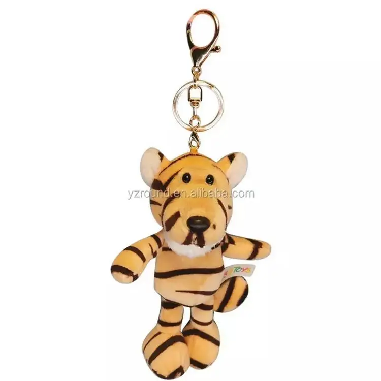 Wholesale customized size stuffed animals  keychain various styles mini elephant tiger plush keychain