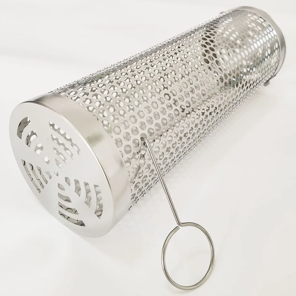 Portable New Design  Round Tube Cylinder Rolling Grilling Basket Stainless Steel Grill Mesh Useful Rolling Grilling Basket