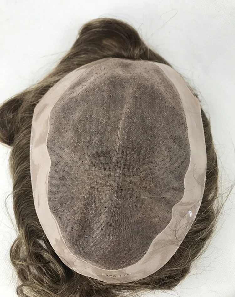light brown water wave top hair pieces short indian human hair toupee with under venting