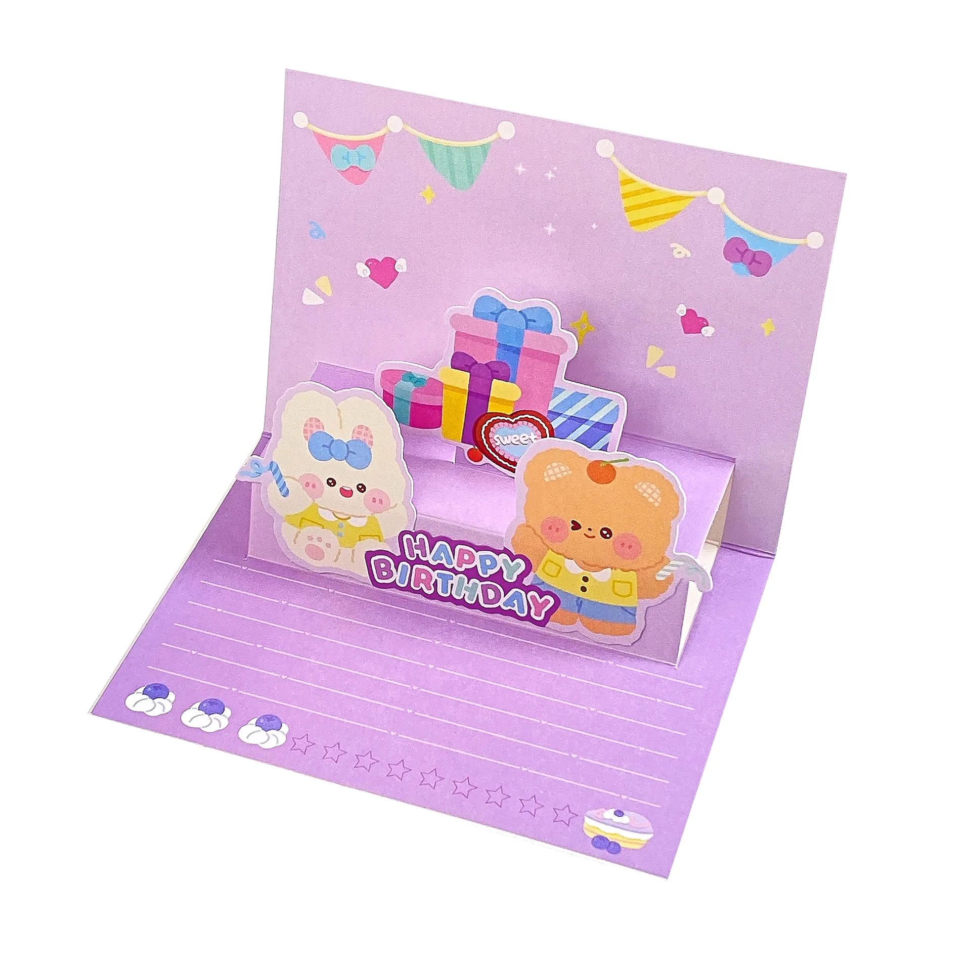 Birthday Music Greeting Card 3D Creative Cute Cartoon Greeting Card Cake Card
