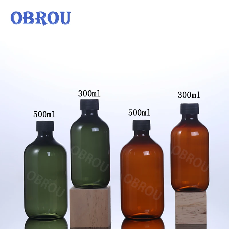 300ml 10 oz 500ml amber green clear black plastic container cosmetic oil bottles