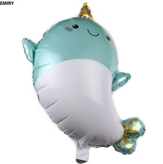 Wholesale new style large narwhal aluminum film balloon round swan balloon birthday party wedding room decorative balloon