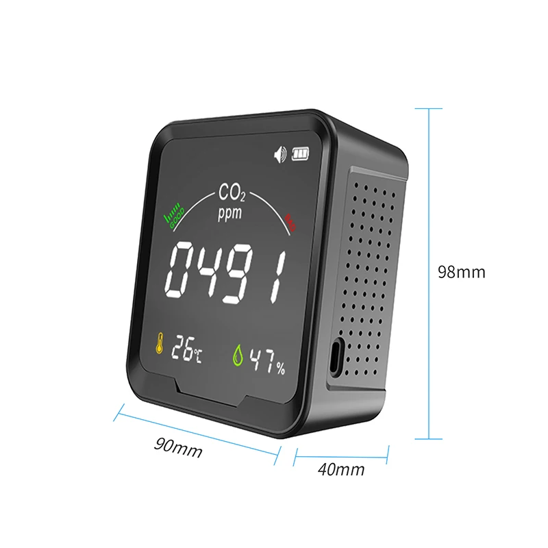 3 In 1 Co2 Detector Air Quality Monitor Indoor Air Quality Detectors Air Quality Monitor Indoor Co2 Detector