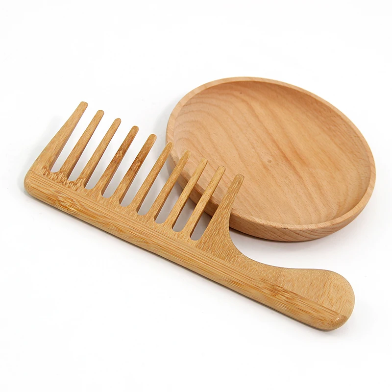 New Arrival Wholesale Bamboo Handle Wide Tooth Comb Customized Logo 100% Natural Wood Bamboo Comb