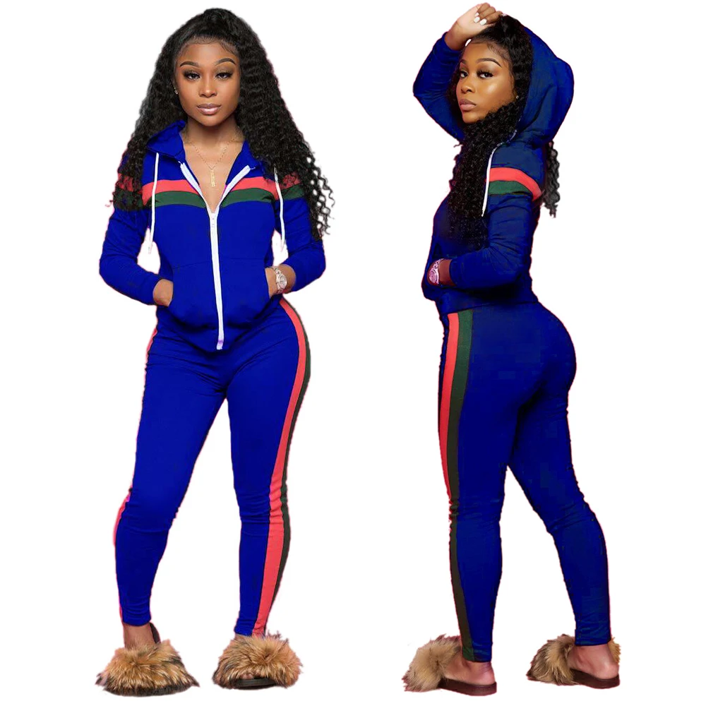
TG37 2021 pullover hoodies two piece set solid casual sports long sleeve plus size 2pcs sets women clothes 