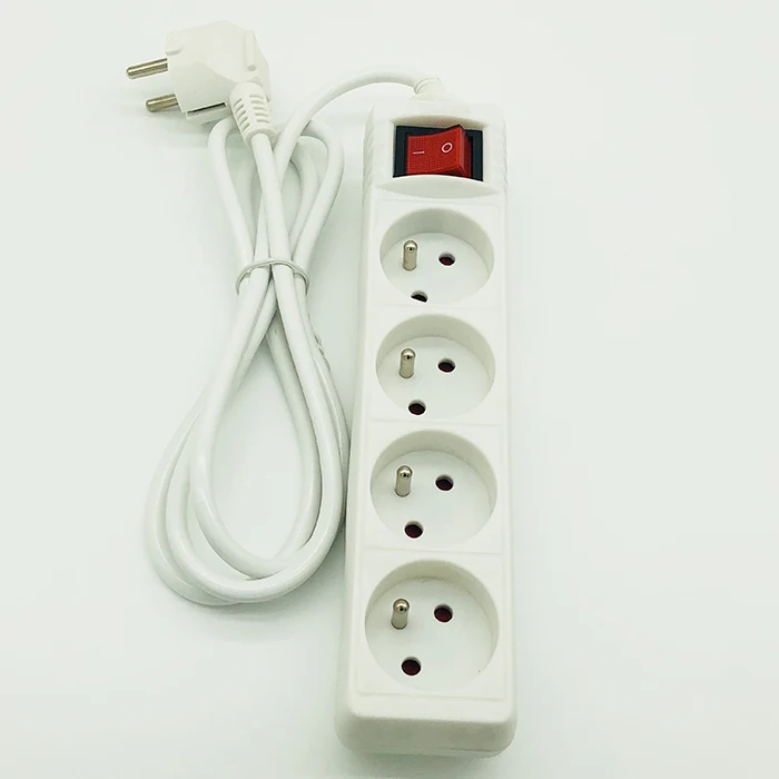 Hot Selling French Type Standard Grounding Electric Extension Portable Universal Multi Plug Sockets With Switch